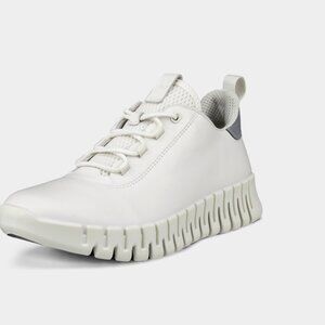 ECCO White Leather Gruuv  Women's Leather Sneaker Size 38 EUR/7.5 US Comfortable
